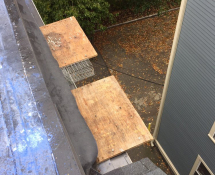 Shelving that was installed by the entry points so the squirrels traps can be placed near by for the most effective removal of the animals