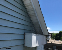 Screen installation to prevent birds from nesting/rousting on the gable eave return